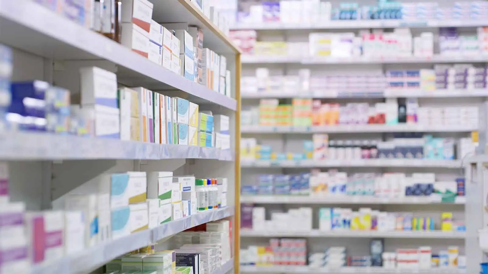 Pharmaceutical speciality range on shelves
